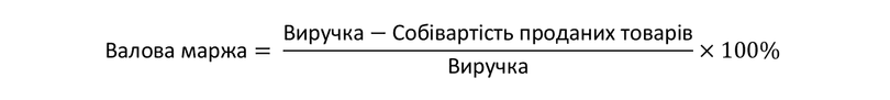 Формула для розрахунку валової маржі
