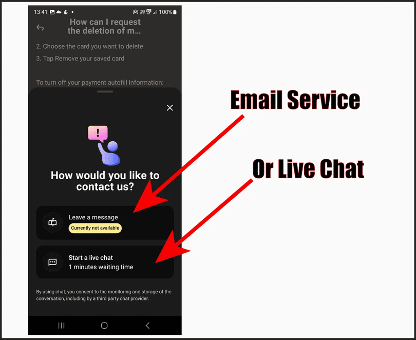 Select the suitable interaction option
